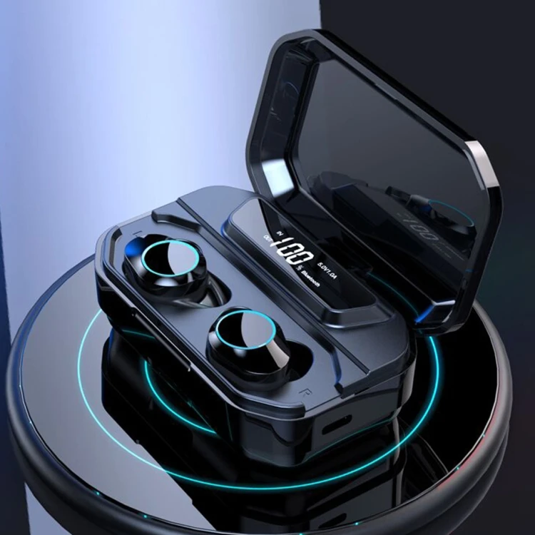 Hot sale HAMTOD G02 BT 5.0 LED Display Screen Waterproof Binaural Wireless Bt Headset