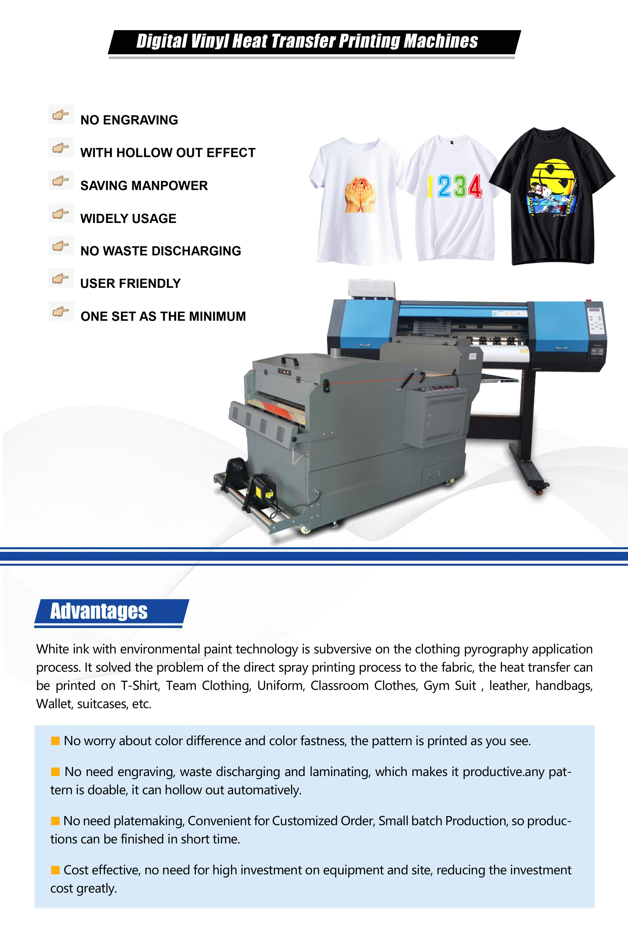 2023 New Coriolis White Ink Stamping Machine HeaT Transfer Printer T-shirt Printing Mahine with Shaker and Dryer for Clothing