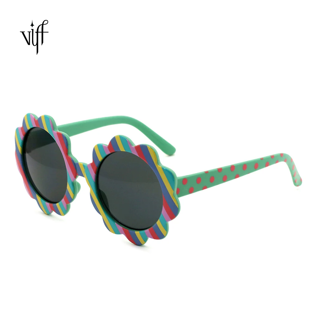 

VIFF HPK18042 Fancy Kids Sunglasses Custom UV400 Green Flower Sunglasses, Multi and oem
