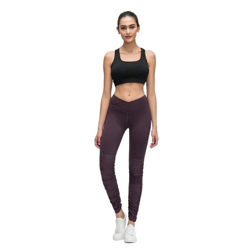 

BBDQ19090 Factory high end custom women run sweatpants threaded high waist fitness leggings comfortable yoga leggings