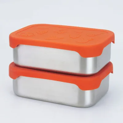 

Bento Lunch Box Steel Leakproof Stainless Steel Lunch Box Food Storage Box With Silicone Lid, Orange/or custom color