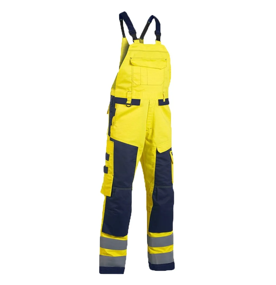 

Durable Construction Worker Bib Pant Safety Overalls Workwear, Yellow, black, per customer request