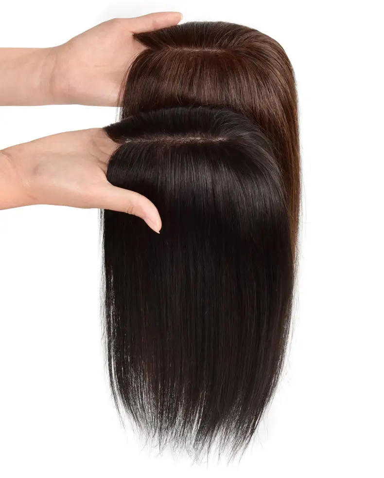 

ZP LONGFOR Popular Remy Wig Silk Base Indian Hair Piece Real Straight Human Hair Topper Women Hairpieces