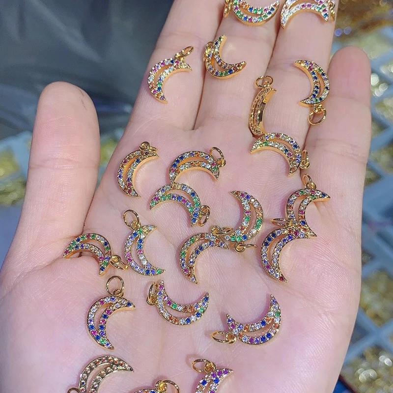 

Cute White Zircon DIY Gift Moon and Star Charms necklace Pendant, Picture shows