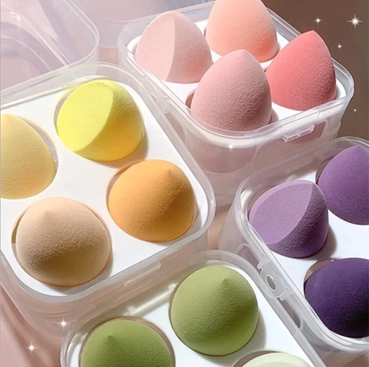 

New Design Makeup Blender Sponge High Quality Private Label Egg Box 4pcs 8pcs Makeup Puff, As pictures