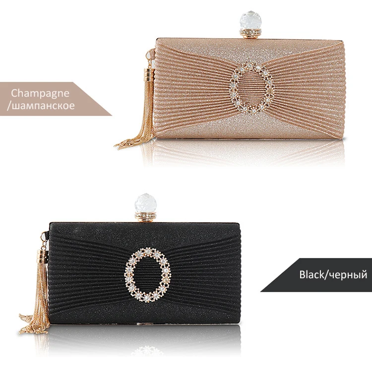 Women Banquet Handbags New Diamond-Studded Tassel Evening Bags Femme  Wedding Purse Party Shiny Clutch Fashion Charm Ladies Bag