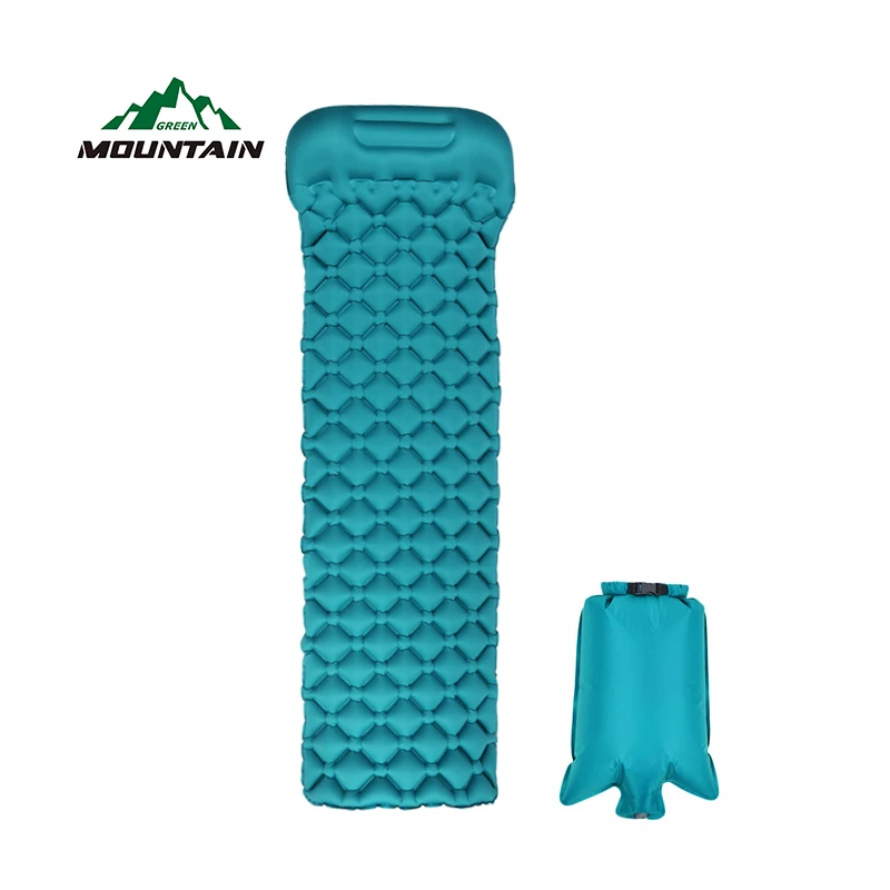 

Outdoor plastic inflatable ultralight camping sleeping pad nylon TPU self inflating air mattress with pillow, Customised