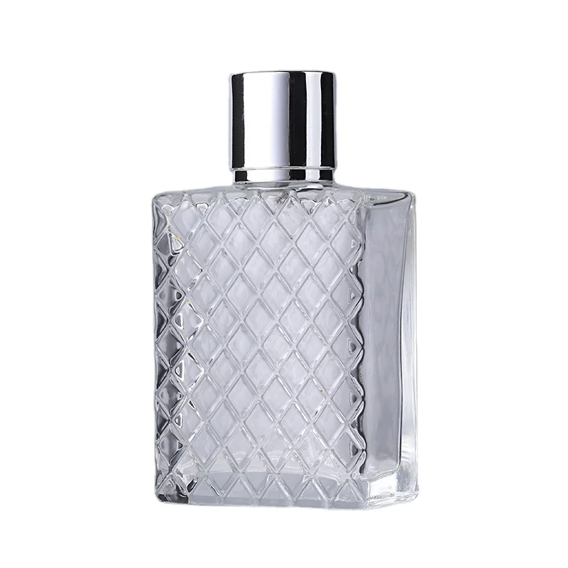 

Square shape 100ml clear crystal Glass Bottle for Perfume with pump