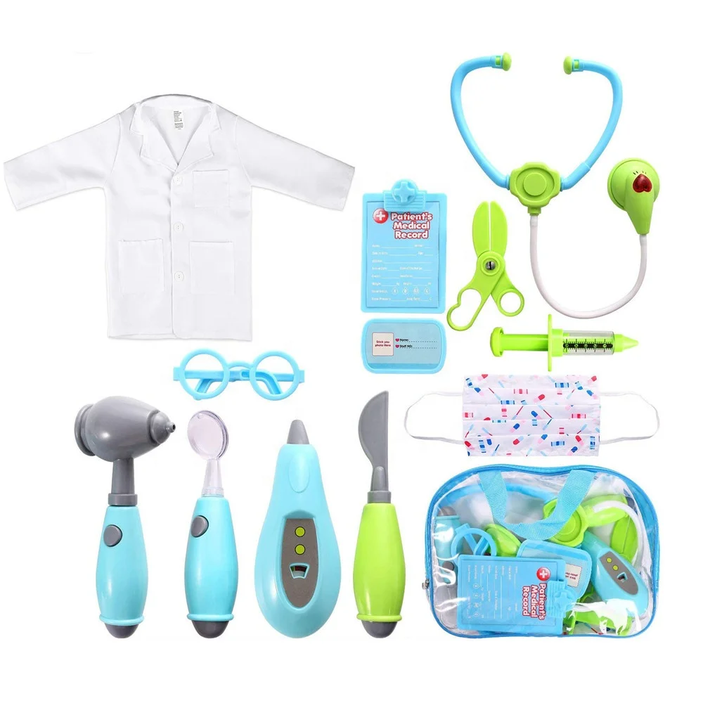 
12pcs fun educational kids medical kit toys with sounds and light,3-6 years old doctor dress up costume set 
