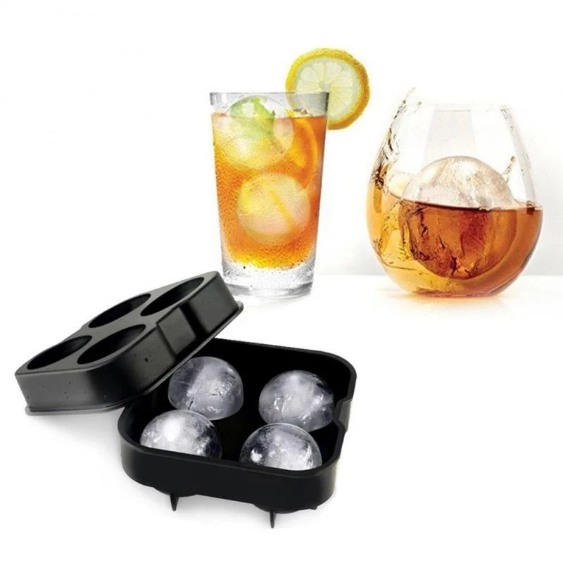 

Free Sample Non-sticker Reusable Mini 4 Grid Custom Making Ball Silicone Ice Cube Tray, Pink, green, blue