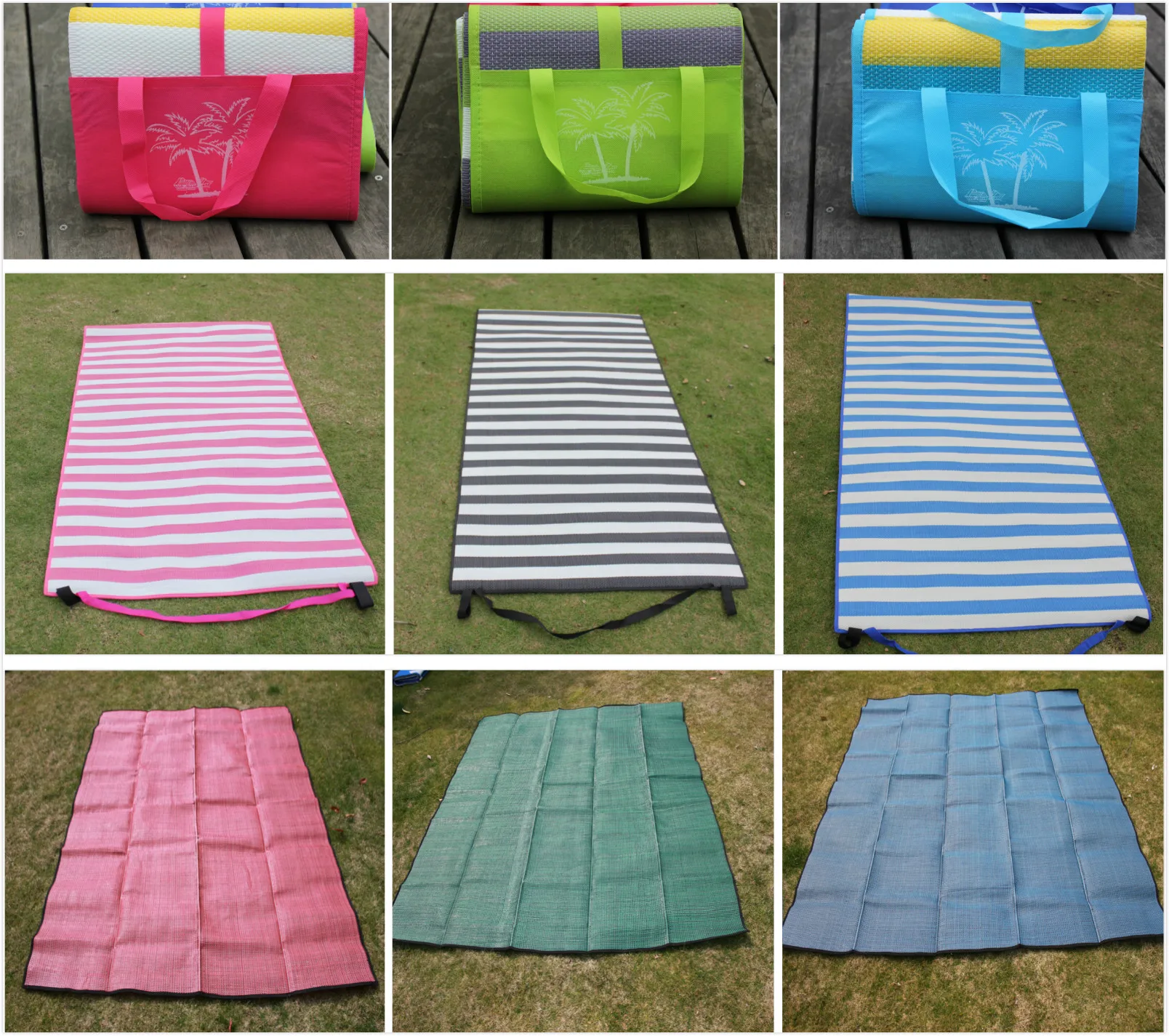 ZNZ picnic reversible mat woven polypropylene beach mat recycled
