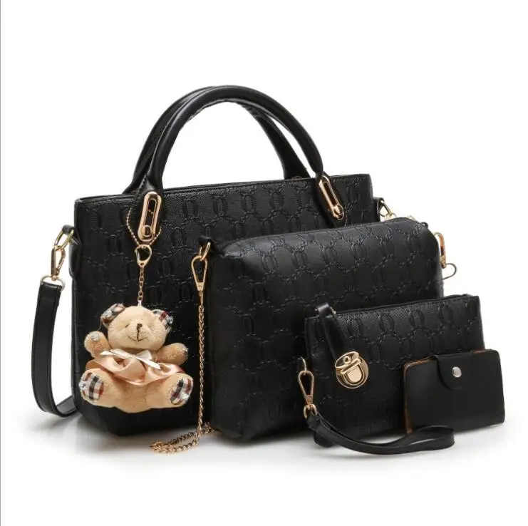 

Female Messenger Bag Women 4 Set Handbags Pu Leather Fashion Designer Handbag Shoulder Bag Black Vintage