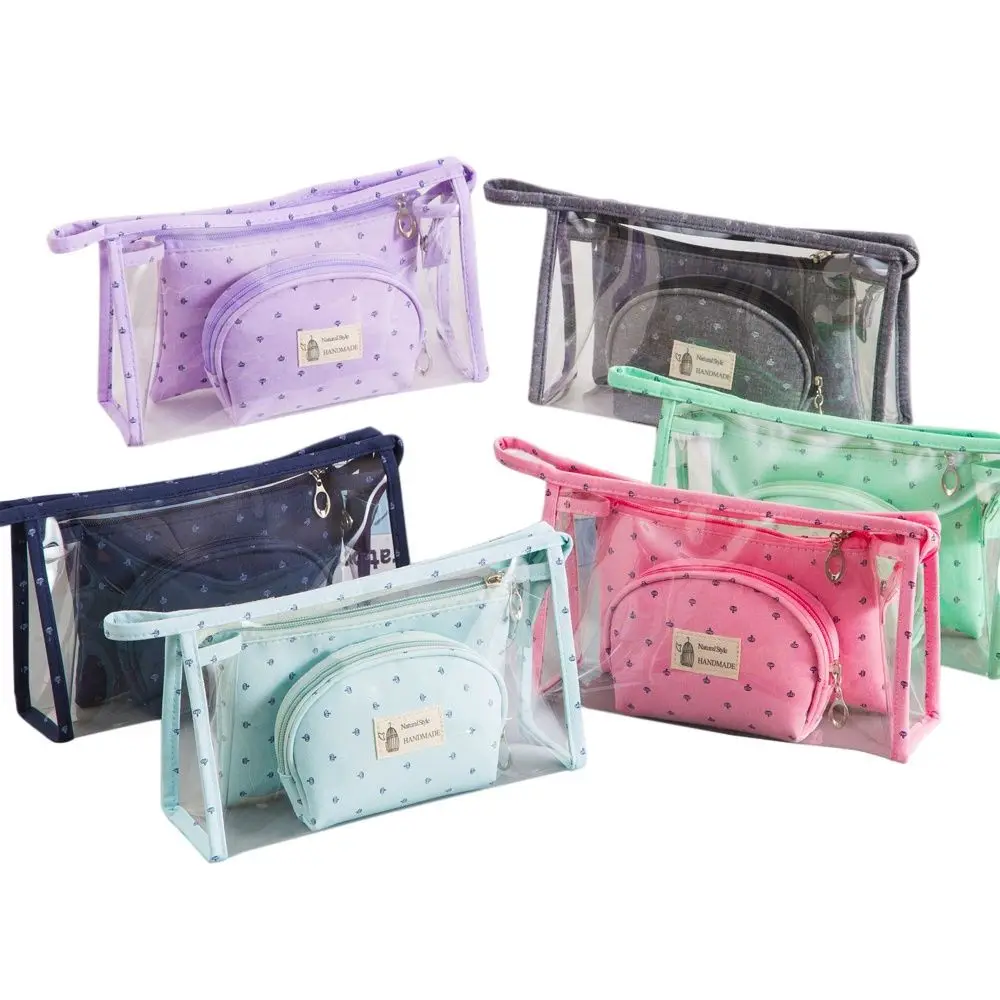 

Eco Friendly Plastic Cosmetic Bag Set Transparent Women Pvc Makeup Storage Bag Set