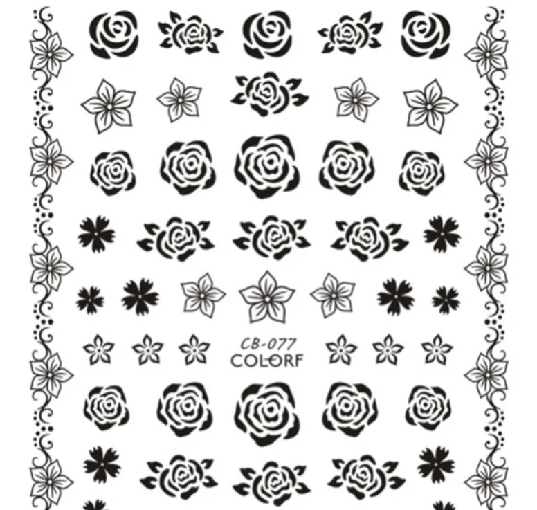 

CB074-CB083 series 3D adhesive nail stickers gold and silver black and white high quality nail stickers nail polish decals