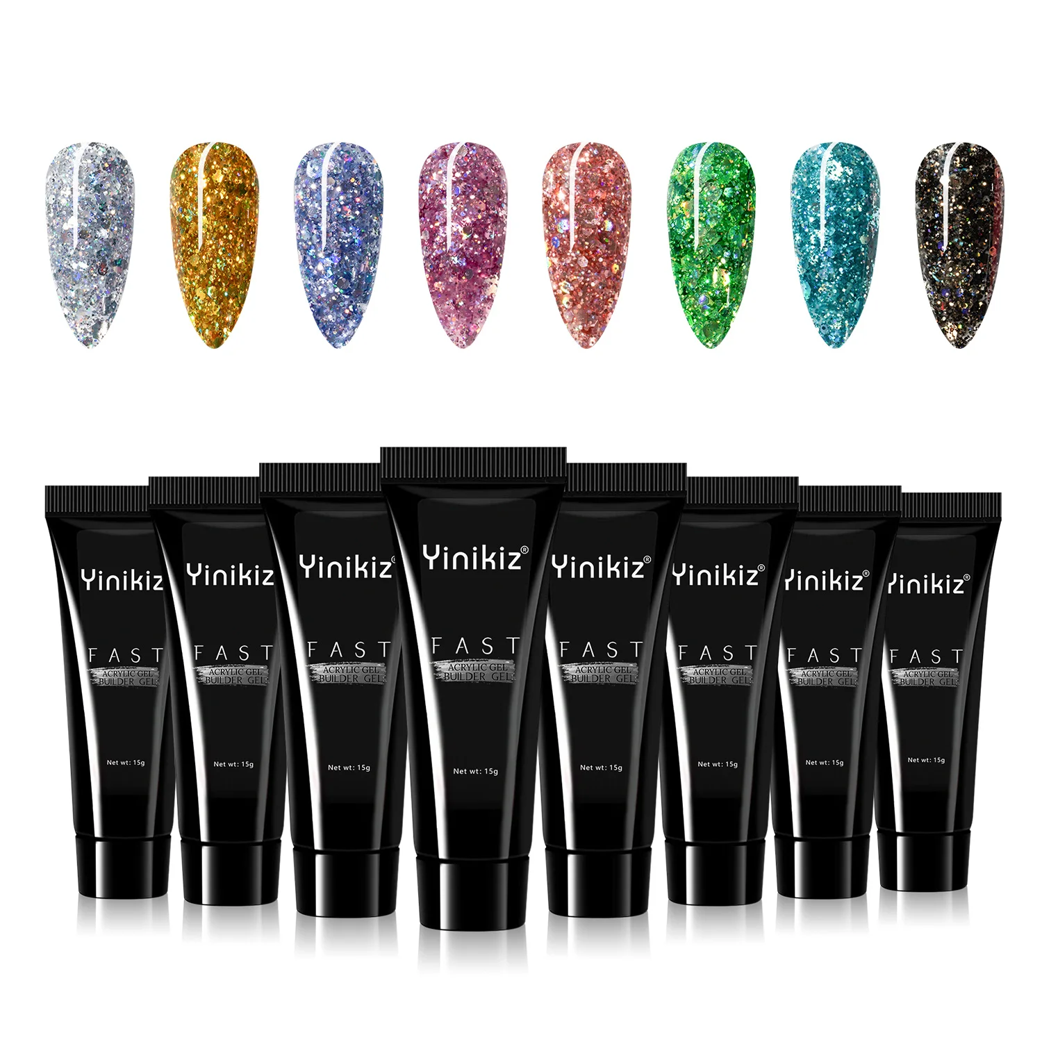 

Poly UV Gel Nails Kit with Lamp Transparent Poly Gel Quick Building Nail 8 Color 1kit Poly UV gels set