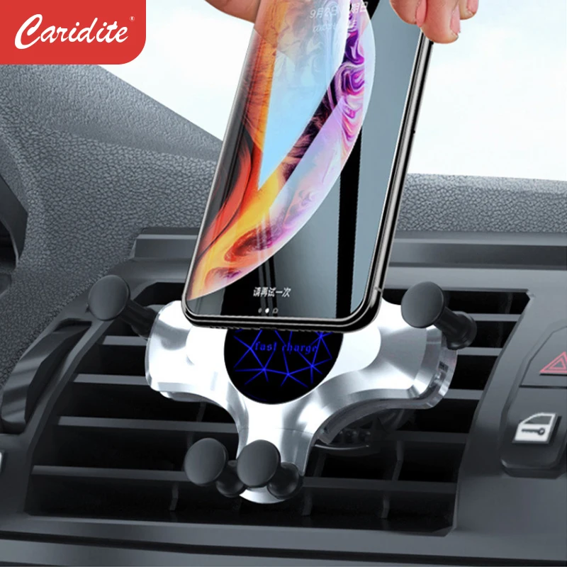 

Caridite Phone Holder 10W Car Wireless Charger Charging Qi 2022 New Product Factory Wholesale X10 Car Charger Drop Shipping, Black/silver