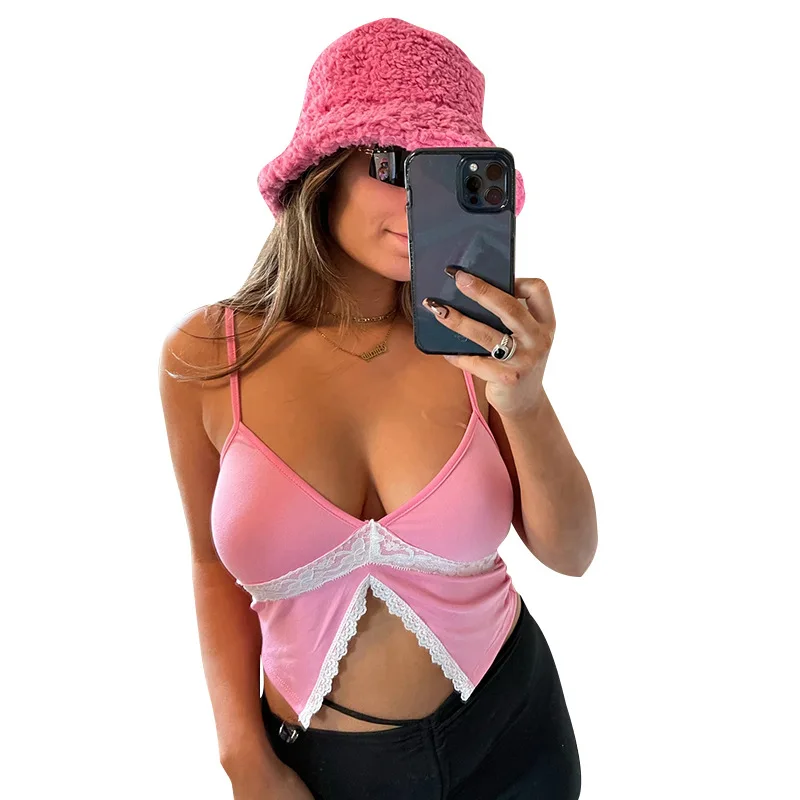 

F30429A New arrival Spaghetti Strap V-neck Crop Top Woman Tops Ladies' Tops, Customized color