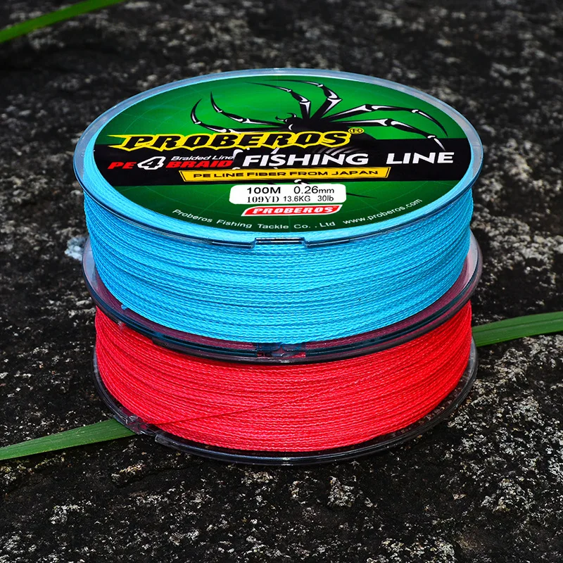 Anti-static non-extension high-strength 100m colored PE braided fishing line, Yellow, blue, green, red, gray