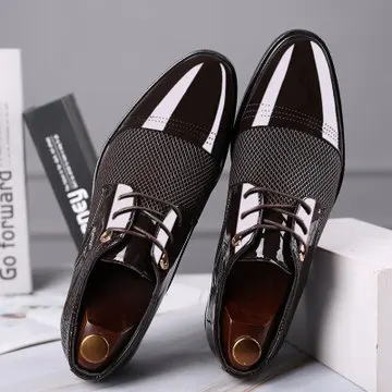 

A046 2021 Fashion Men Shoes Genuine Leather Man Dress Shoe Brand Luxury Men's Business Casual Classic Gentleman Shoes, Black brown