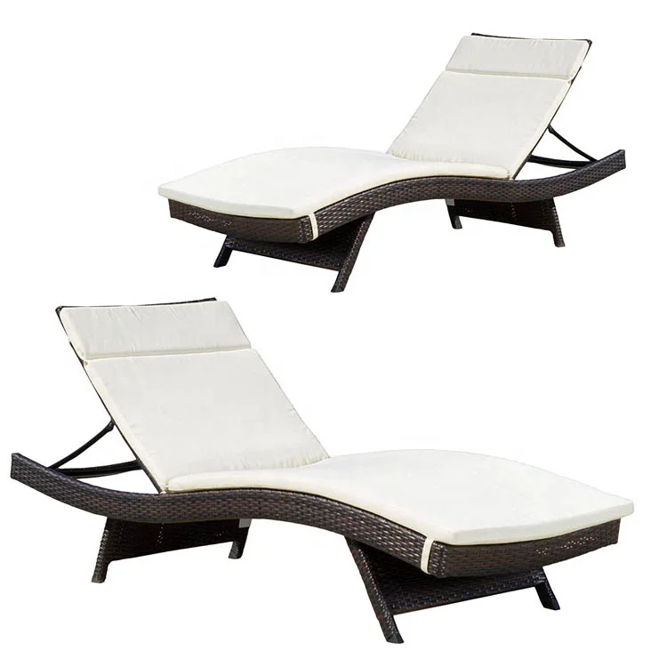 
Rattan Loungers Aluminum Frame Chaise Lounge Patio Wicker Outdoor Sun Lounger 