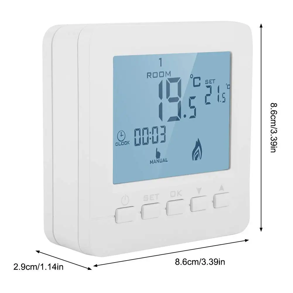 Smart Home System for Gas Boiler HY02B05BW Button Model Home Smart Digital Thermostat for Boiler Heating Battery Power Supply