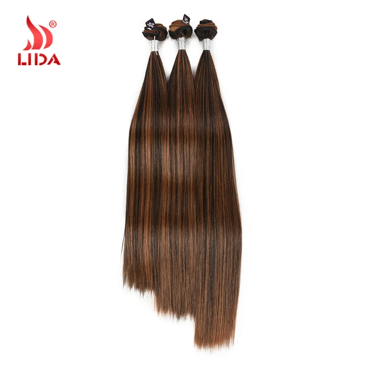 

Lida Synthetic Ombre Yaki Straight hair 100% futura fiber weaves Weft extensions 1B/27 8-40 inches all color in stock bundles