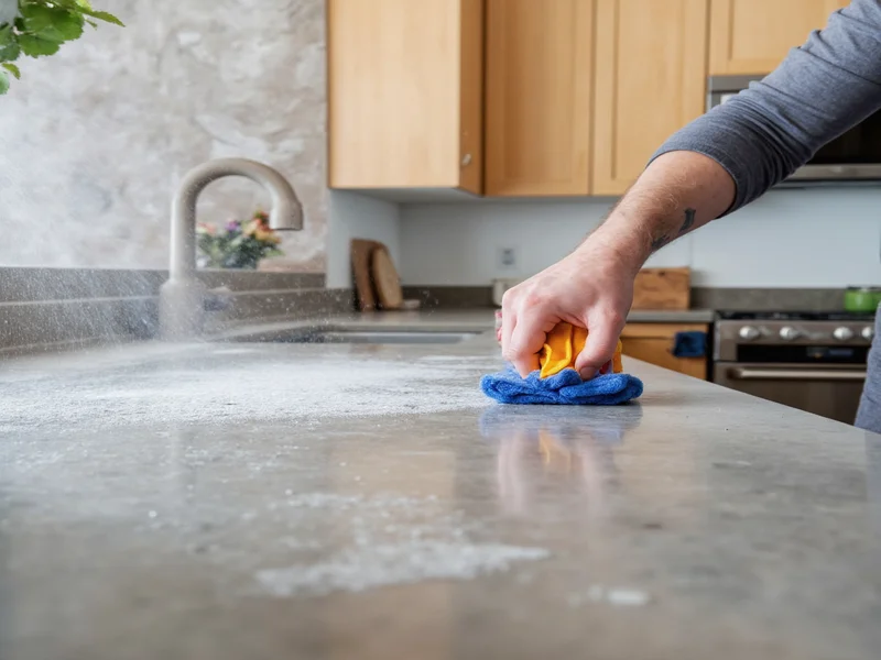 Maintaining concrete countertops with proper cleaning