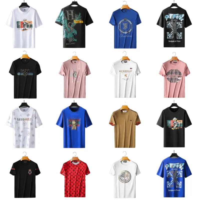 

2022 summer on the new men's short sleeve T shirt inventory trade 220g thick cotton base shirt men's short sleeve, Mixed color