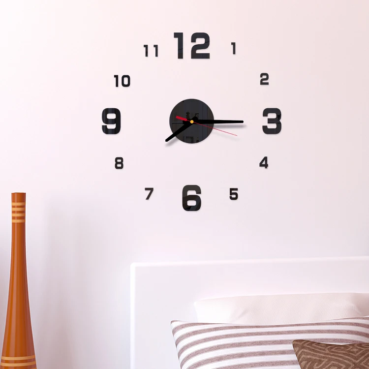 

Digital modern DIY large acrylic wall clock 3D mirror surface sticker home office decor, Colorful