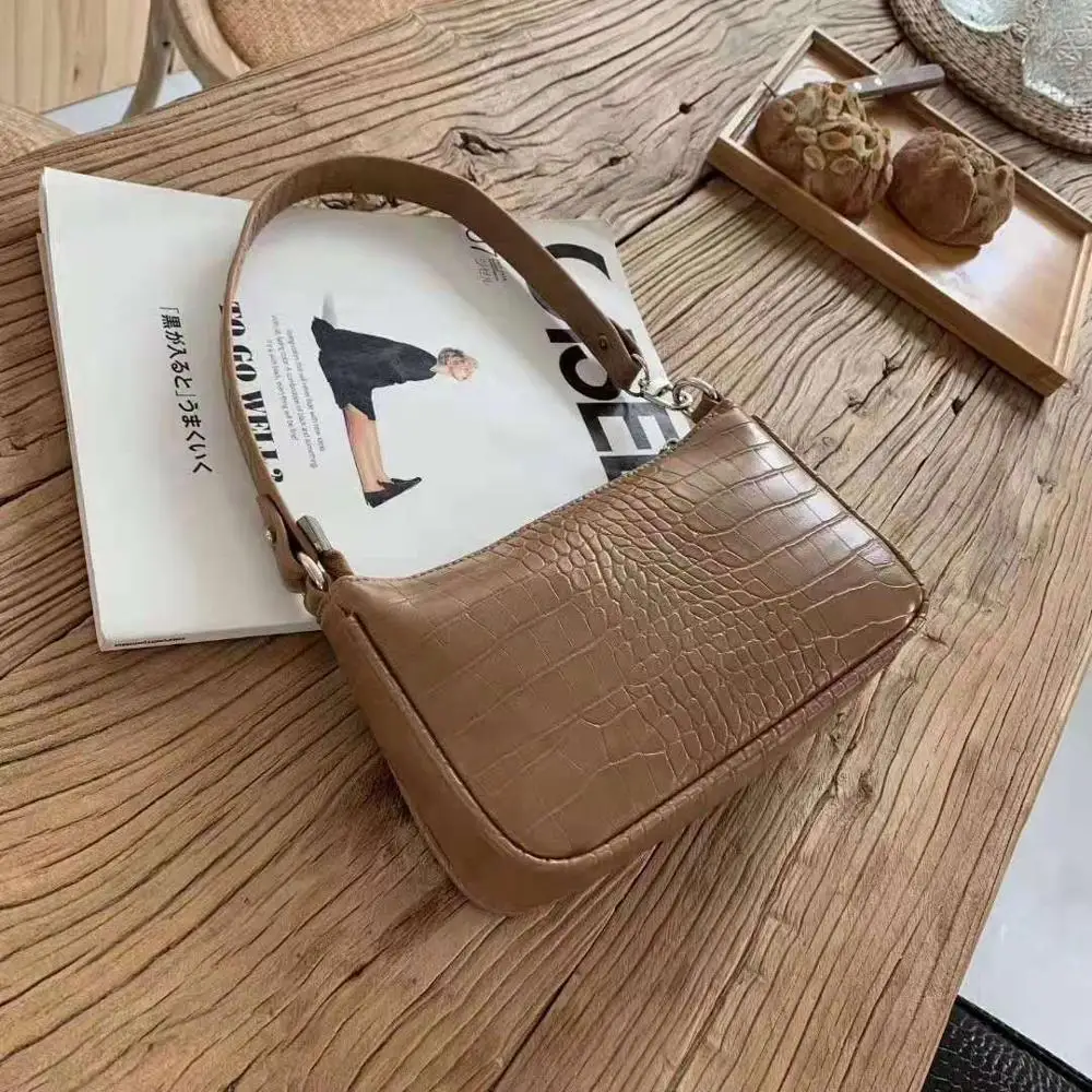 

FW Luxury Designers Branding Vegan Crocodile PU Leather Shoulder Ladies Handbags