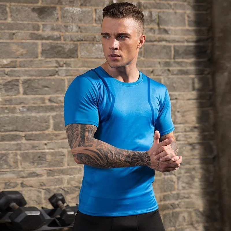 

Eu Size Custom t shirt printing big size slim fit mens gym wear Compression t shirt short sleeves