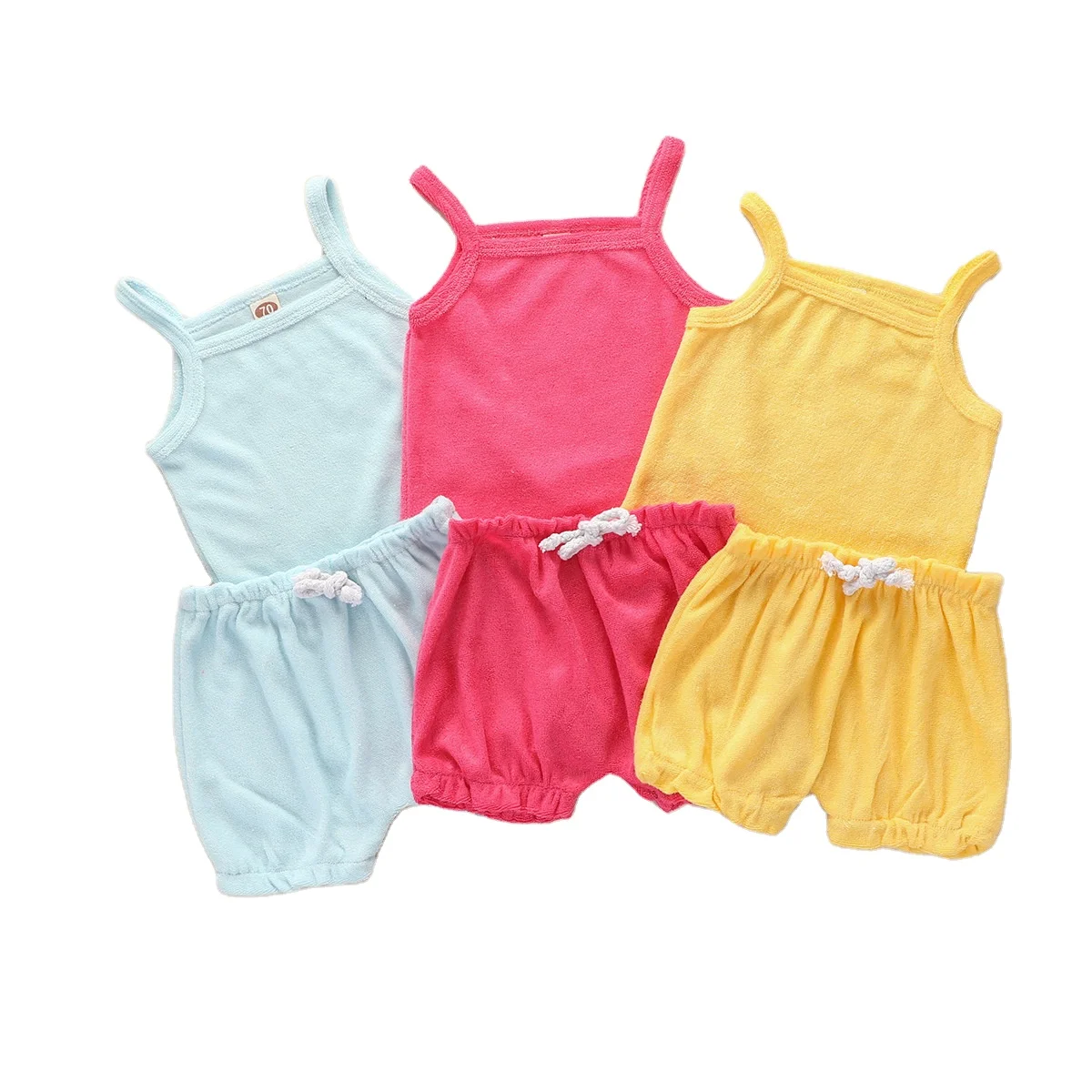 

Breathable baby girls' sleeveless clothing sets infants summer shirts and shorts toddlers soft cotton clothes, As picture