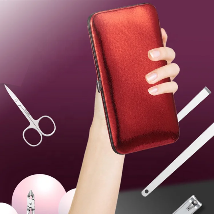 

Slant Cuticle Pusher Belong 16 PCS Red PU Thick Bag Exquisite Package Manicure Sets And Pedicure Sets Use Nail Care