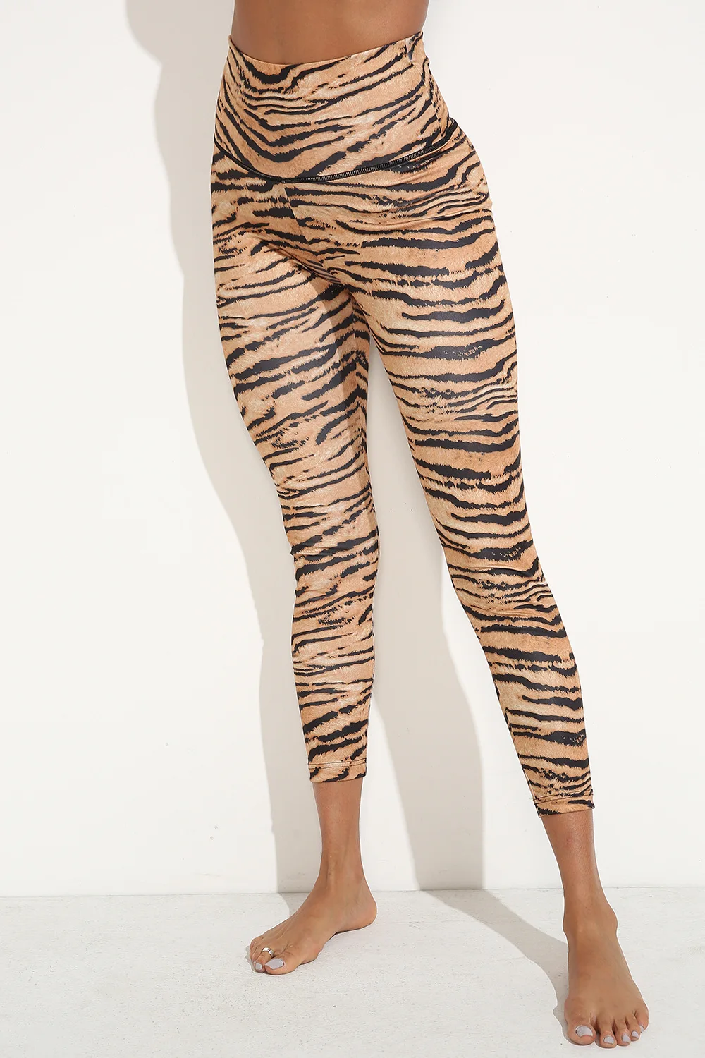 New Tiger Print Leggings Women Workout Sexy Cross Back