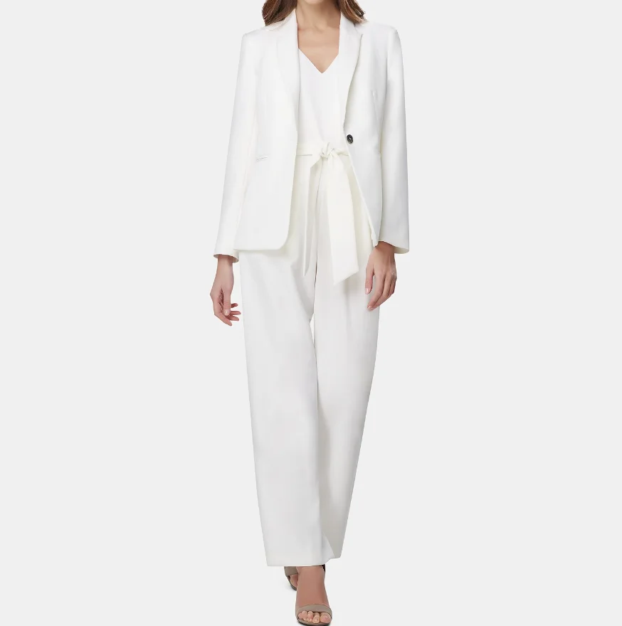 white trouser suit