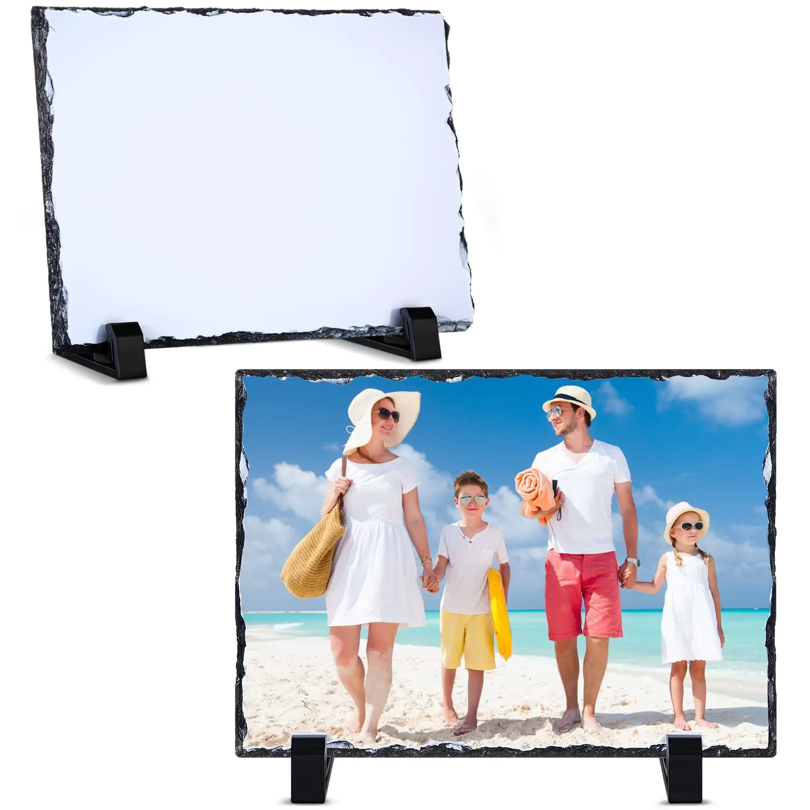 

Custom Design Heat Press Blank Wholesale Rectangle Rock Sublimated Photo Slate Frame