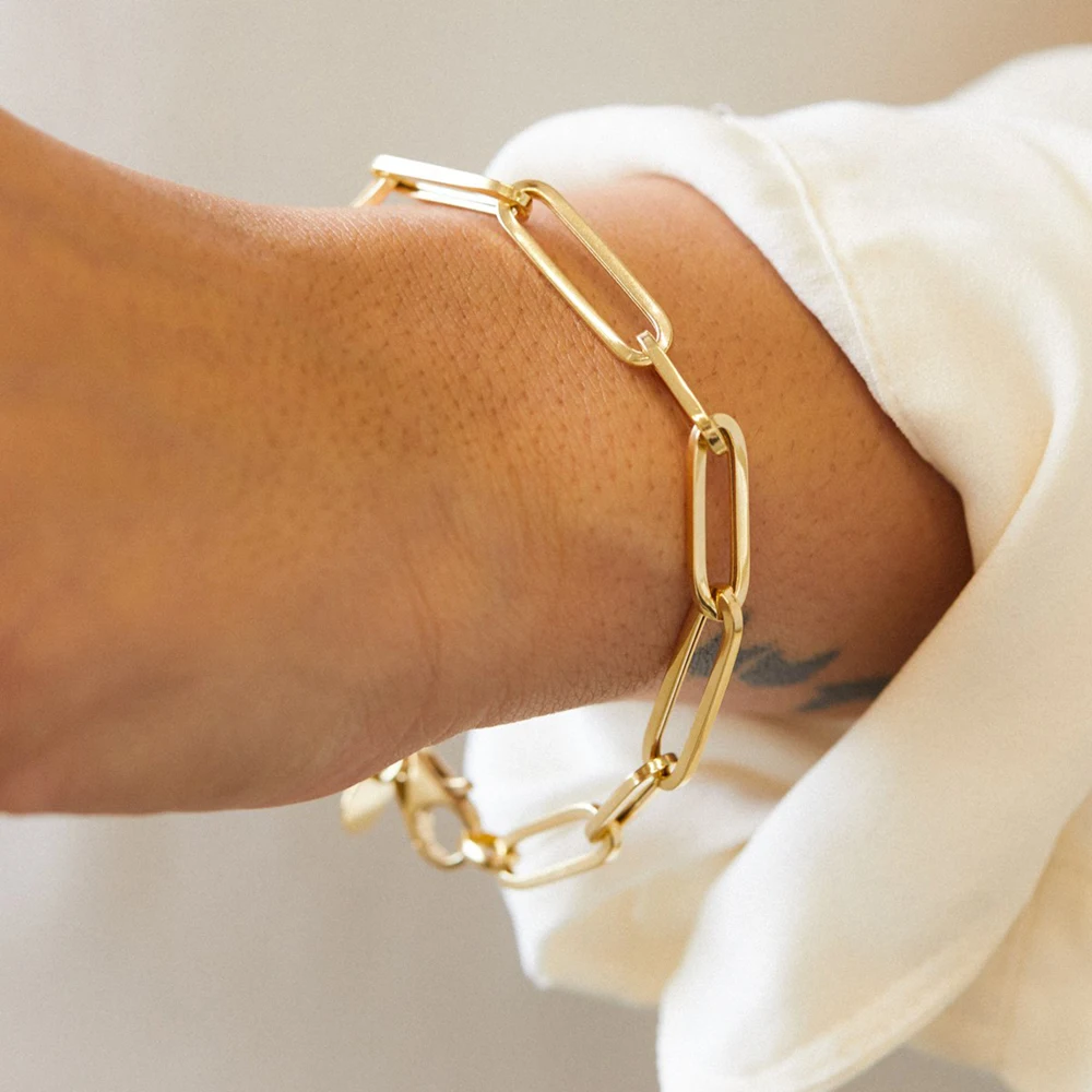 

eManco Trendy stainless steel jewelry bracelet cuban link gold chain bracelet women