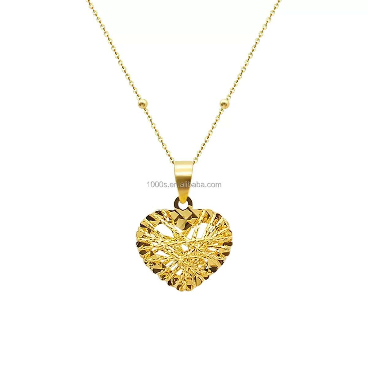 

Hot Selling 18K Real Solid Gold Heart Pendant Bird Nest Carved Necklace 18k Solid Gold Jewelry