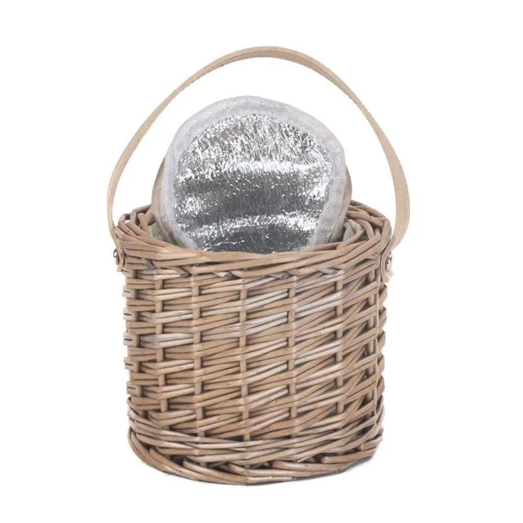 

Linshu Factory Rattan Willow Wine Champagne Insulated Cooler Picnic Wicker Basket, As photo or as your requirement