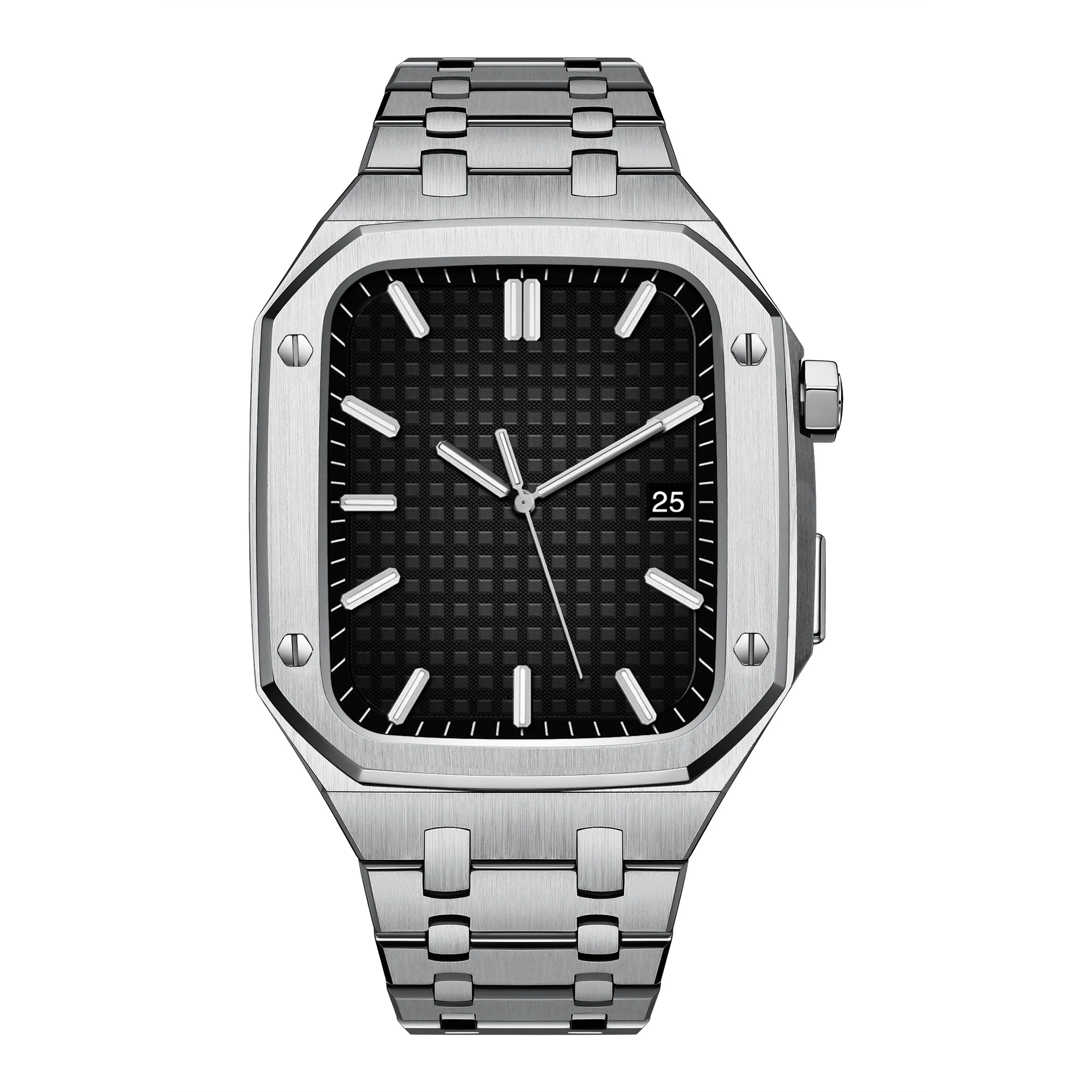 

Stock No Smart Luxury 316L Stainless Steel Case Metal Modified AP Watch Case For Apple Watch Series 7 6 45MM 44 Apple Watch Case, Rose gold, gold, black, silver