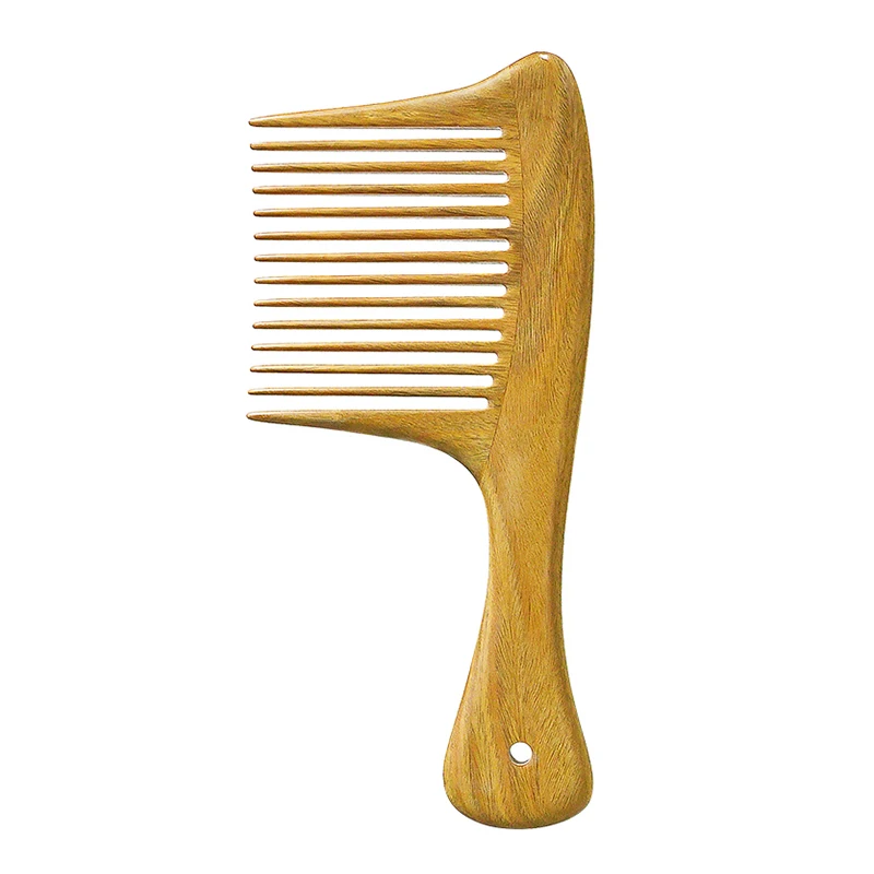 

New Arrival Customized Logo Large Size Sandalwood Wide Tooth Comb Anti-Static Handmade Wooden Hair Comb, Natural