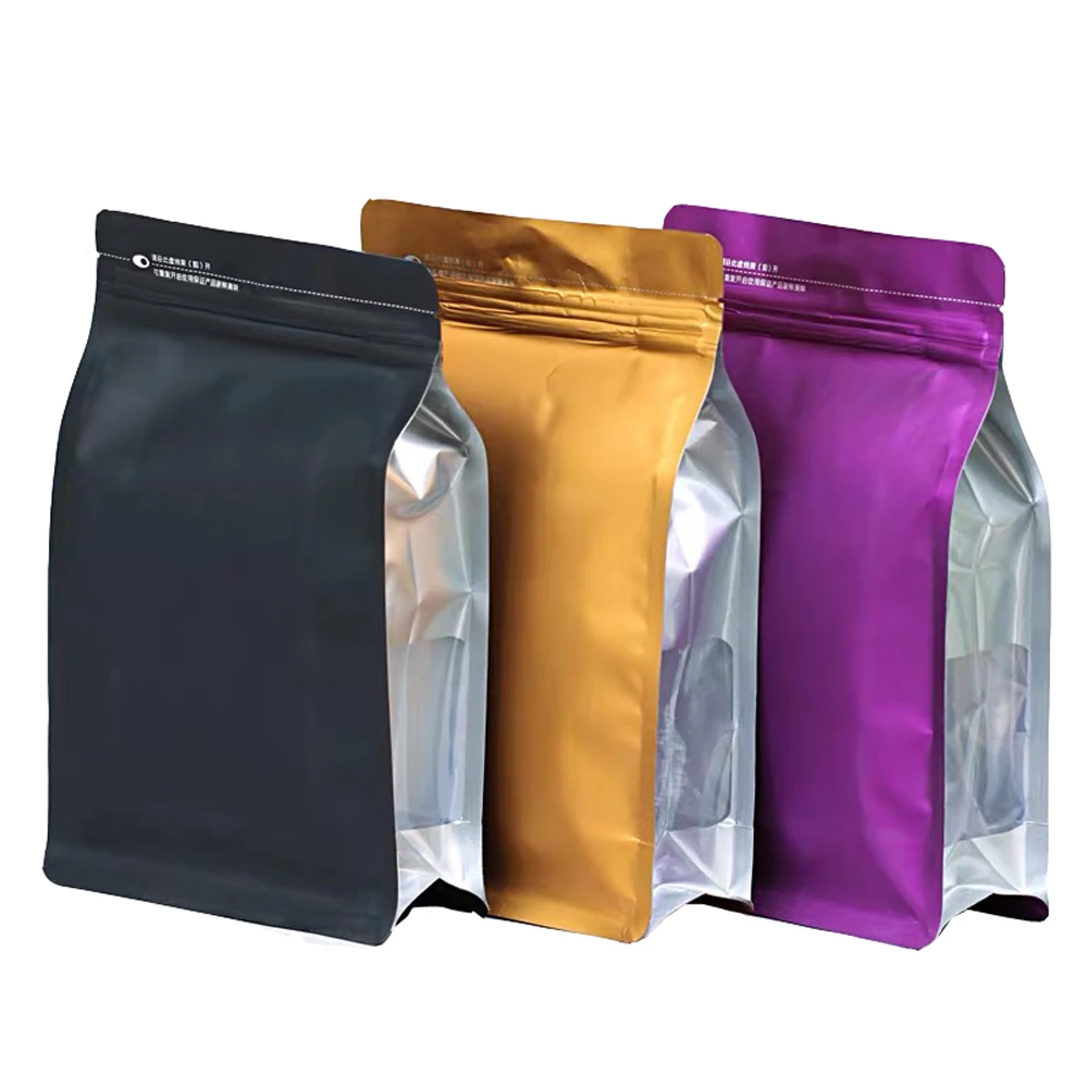 Matte Metal Colour Side Gusset Ziplock Flat Bottom Moisture Proof Bags