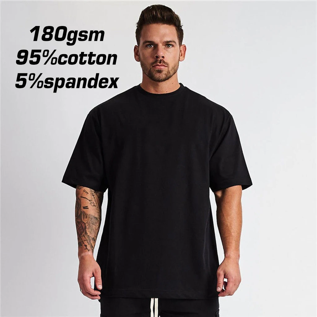 Blank Custom logo Men Oversized Tshirt High Quality 95 Cotton Casual Breathable T-shirt Street Wear t Shirts