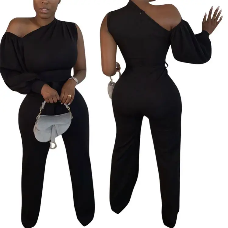 

Fashionable Casual Fashion Solid Color Loose Wide Leg Jump Suit Basic Bodysuits Women One Piece Jumpsuits And Rompers