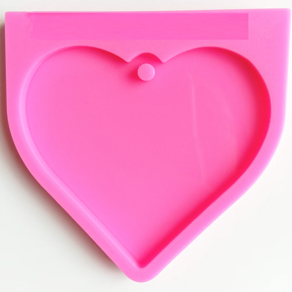 shiny silicone love heart shape keychain mold for resin craft DIY