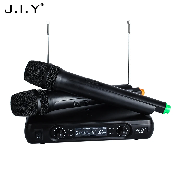 

J.I.Y V2 digital VHF Mic Cordless Wireless Karoke Handheld Microphone For Singing Conference Speech, Classic black