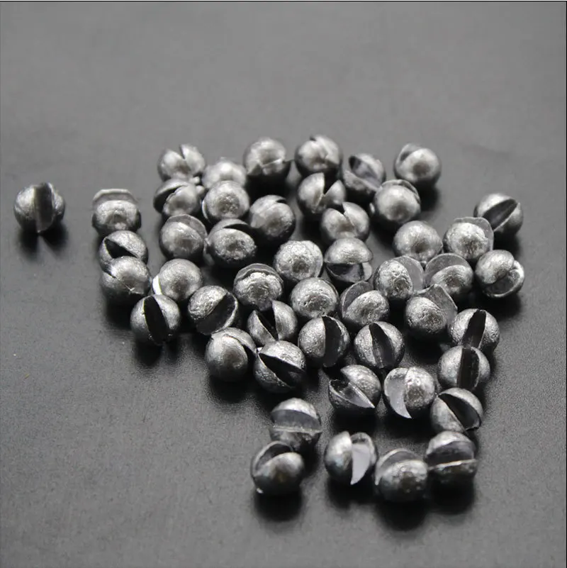 

500 pieces Sinking 0.35 - 3g Lead metal sinker open slotted beads for winter ice fishing bulk pack small ball split shot sinkers, Natural