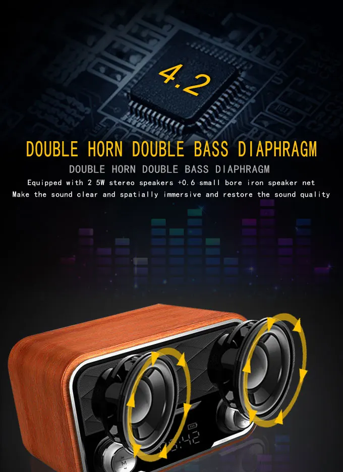 Hand-free TF Card Tabletop Alarm Clock Wireless Bluetooth Speaker With FM Radio - ANKUX.COM