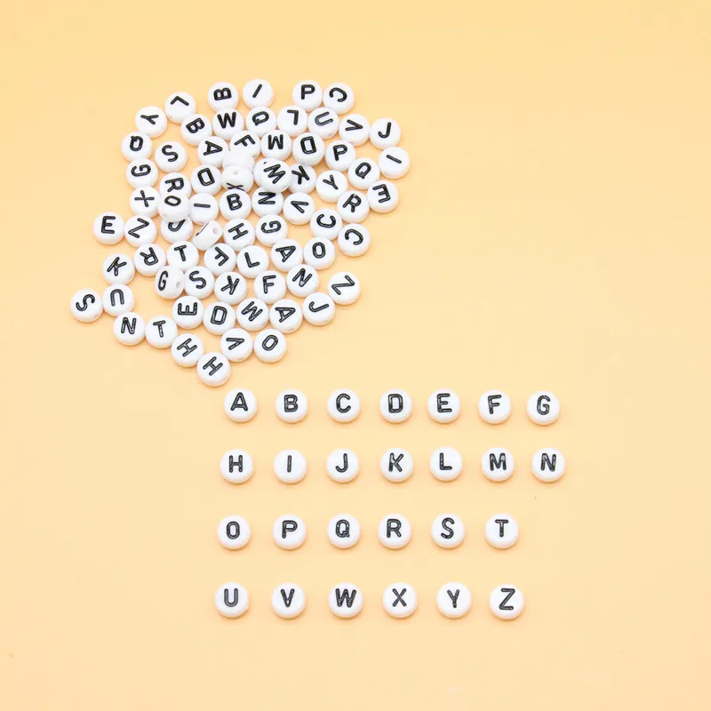 

500G/Bag Wholesale Bagged White 26 Letter Beads DIY Handmade Alphabet Beads Set for Bracelet Jewelry Making, Various(can select)