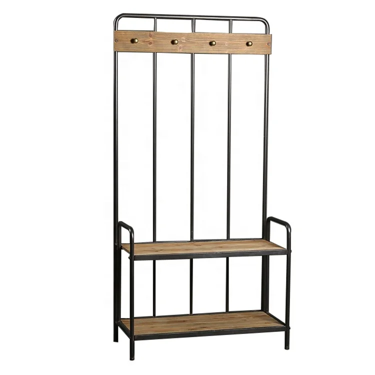 Mayco Unique Entryway Iron Metal Wood Front Door Stand Coat Rack With Bench And Shoe Rack Hall Tree Furniture Buy Coat Rack With Bench And Shoe Rack Hall Tree Furniture Hall Tree Product On
